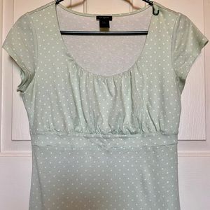 Ann Taylor Mint Green Polka Dot T-shirt